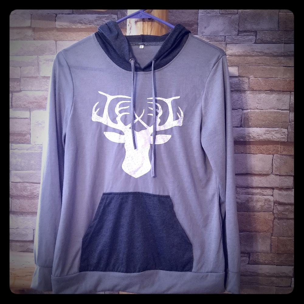 Deer Printed Light Weight Hoodie